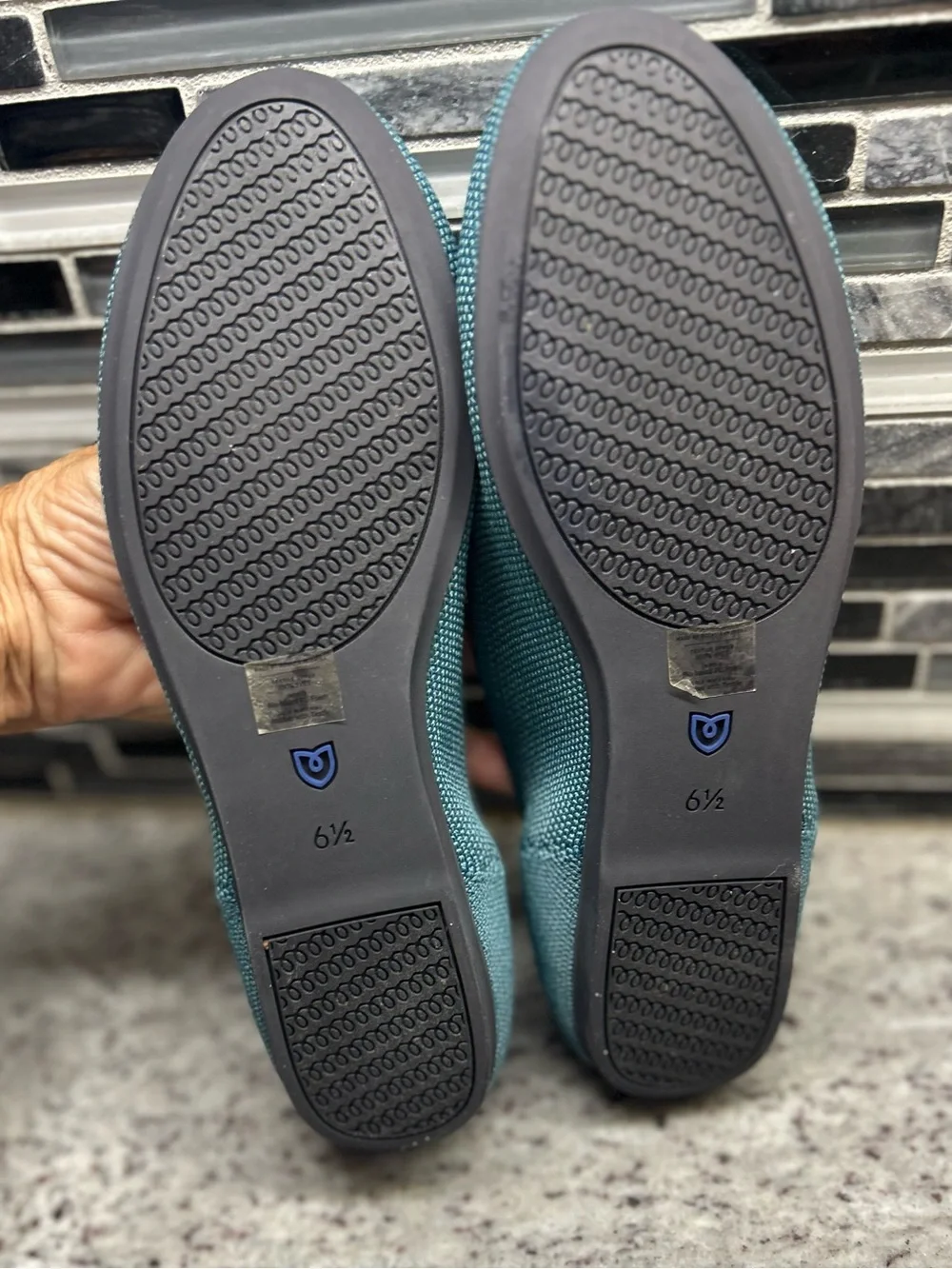 Rothy’s Women’s Teal Knit Ballet Flats - Slip-On Comfort size 6.5